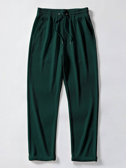 Strukturiertes V-Ausschnitt Polohemd & Hose Set
