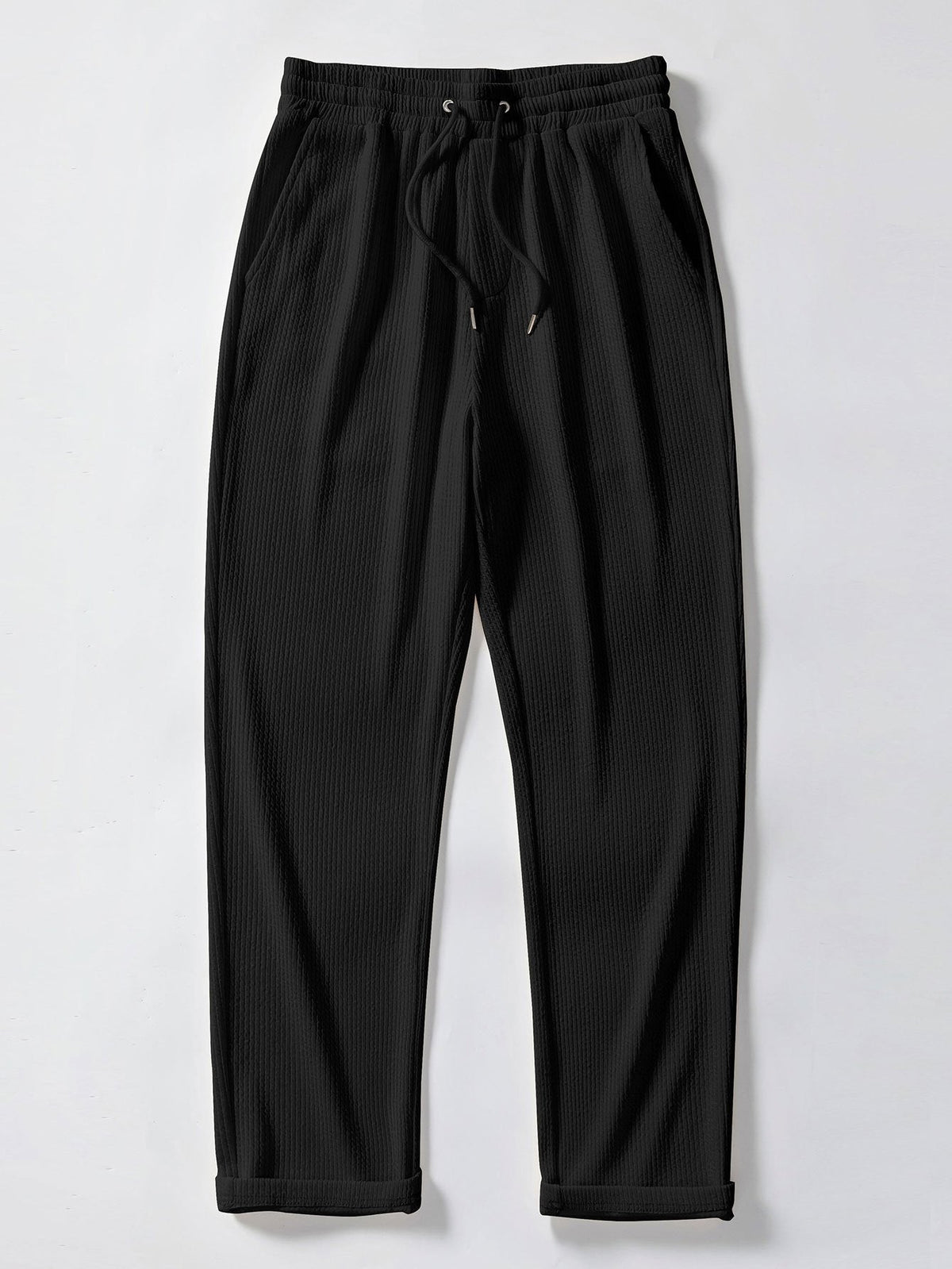 Strukturiertes V-Ausschnitt Polohemd & Hose Set