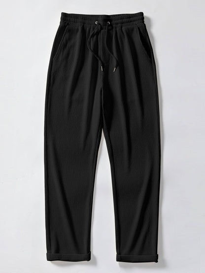 Strukturiertes V-Ausschnitt Polohemd & Hose Set
