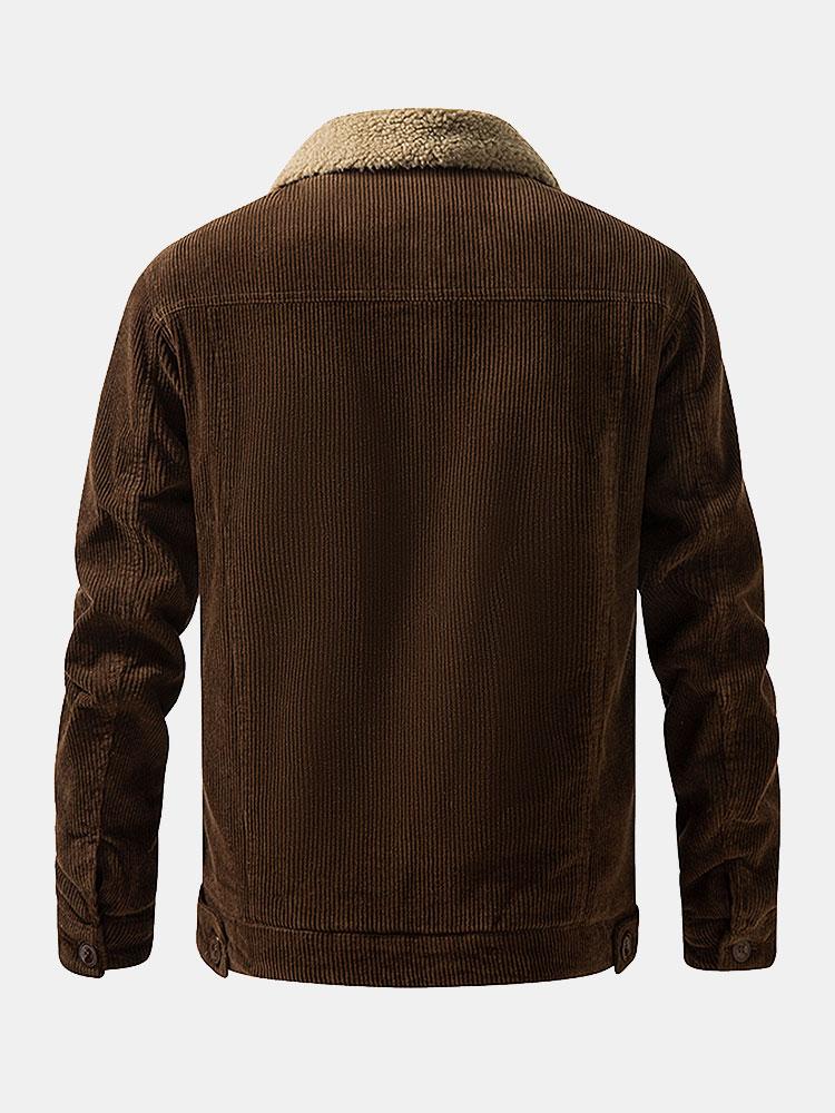 Teddy-Fleece gefütterte Baumwoll-Kordjacke