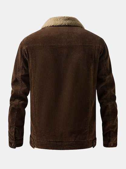 Teddy-Fleece gefütterte Baumwoll-Kordjacke