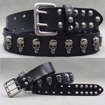 Echtleder-Nieten-Gürtel für Herren – Punk-Totenkopf- & Tiernieten-Gürtel, 3,8 cm